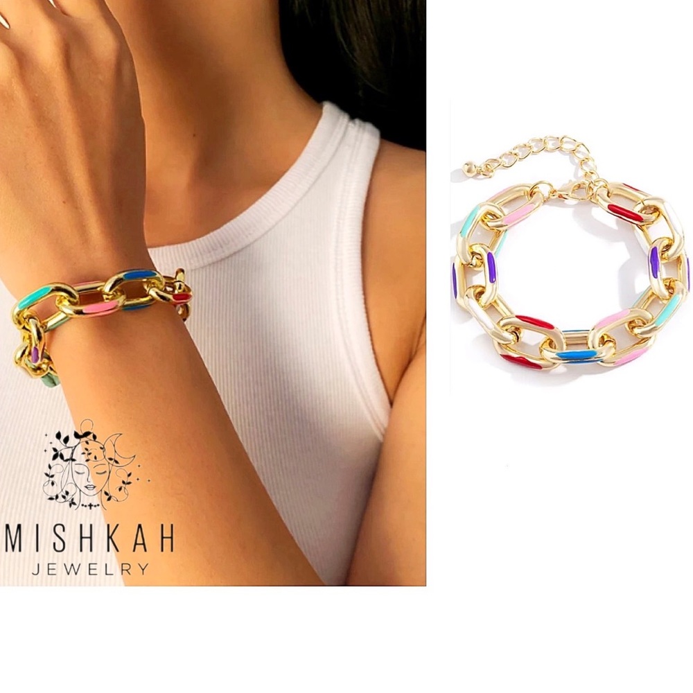 Just In🎉Trendy multi-Color Punk Chain Bracelet